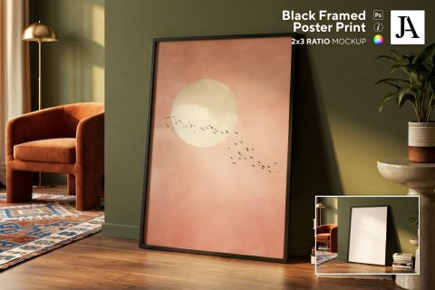 Black Framed Poster | 2x3 Ratio PSD