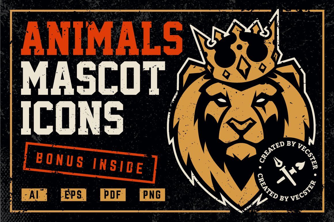Animals Mascot Icons Vector Set — image 1