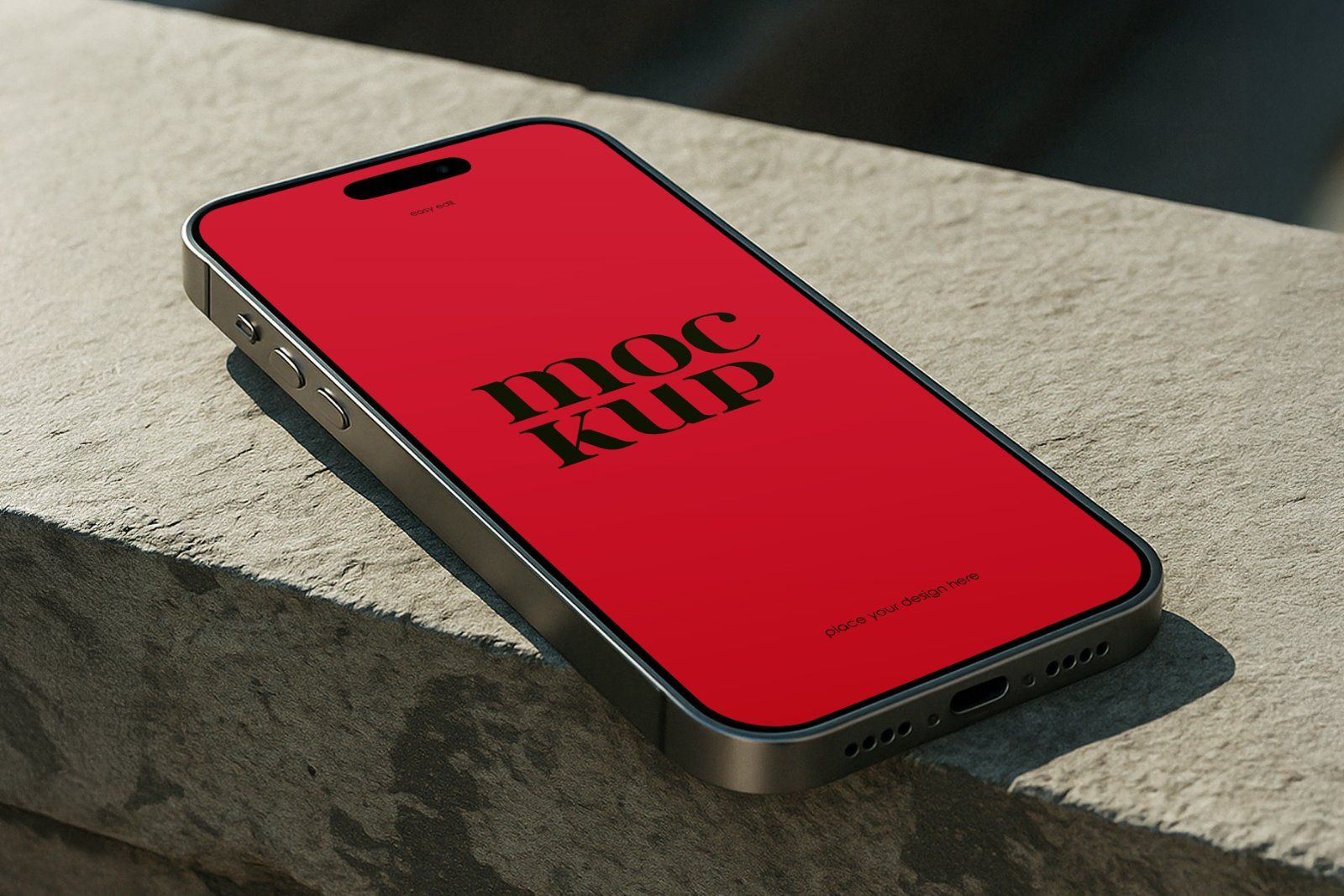 iPhone on Rock Mockup psd file — image 1