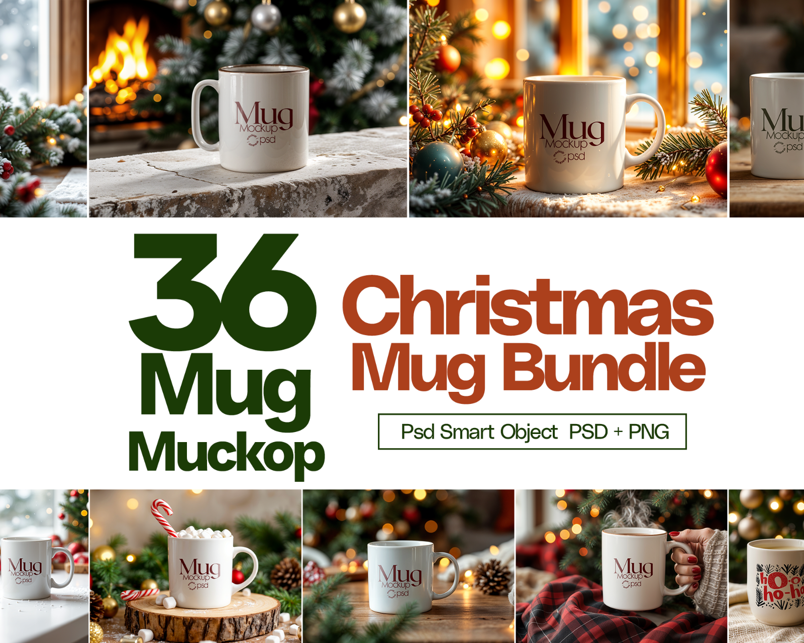 Christmas Mug Mockup Bundle: 11oz White Ceramic (Digital Download) — image 1