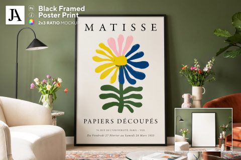 Black Framed Poster | 2x3 Ratio PSD