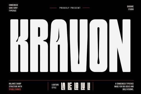 Kravon Condensed – Bold Corporate Display Sans Serif Typeface