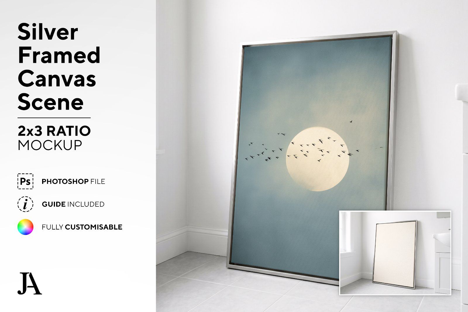 Silver Framed Canvas | 2x3 Ratio PSD — image 2