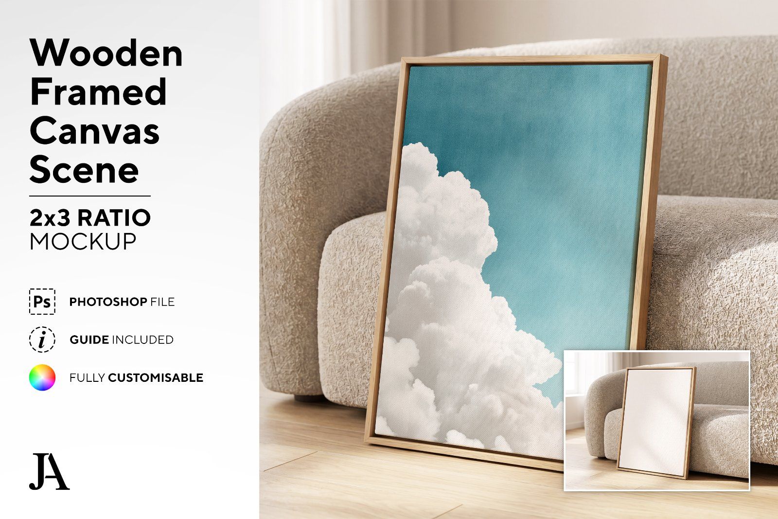 Wooden Framed Canvas | 2x3 Ratio PSD — image 2