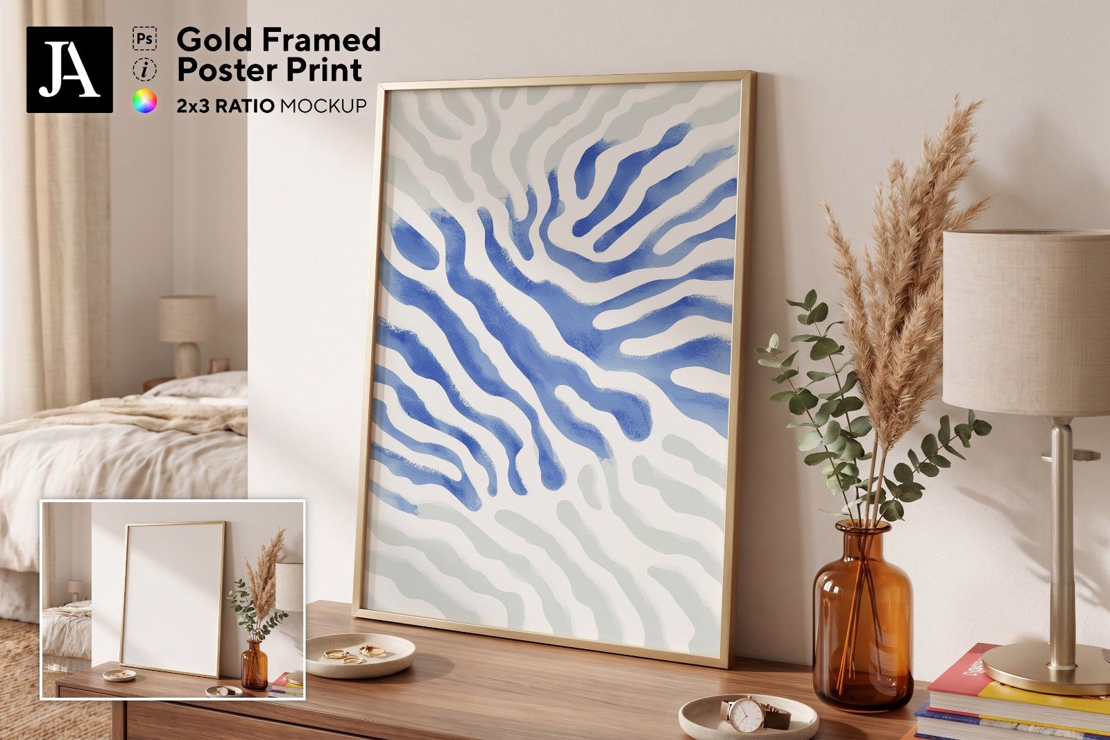 Gold Framed Poster | 2x3 Ratio PSD — image 1