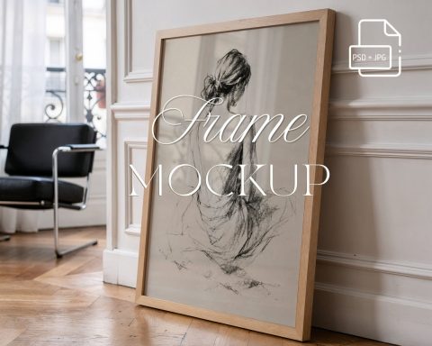 3x4 Portrait Frame PSD, Vertical Poster Mockup, Glass Effect Frame,