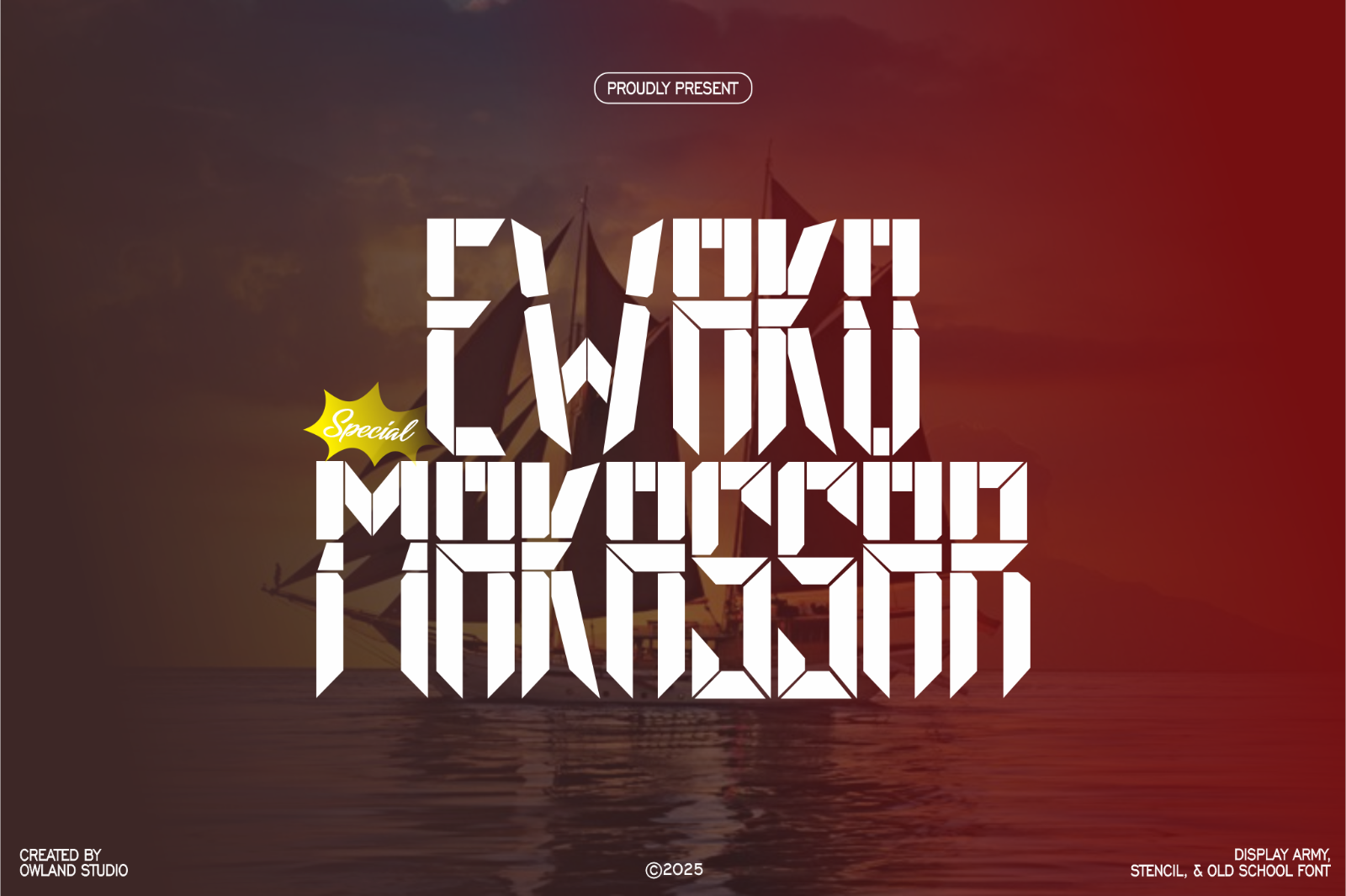 EWAKO MAKASSAR - ARMY, STENCIL, OLD SCHOOL FONT — image 1