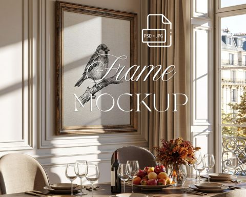 4x5 Wall Frame Mockup | Vertical Art Display