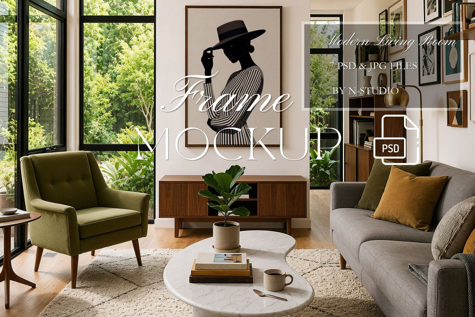Modern Living Room Frame Mockup Bundle — image 1
