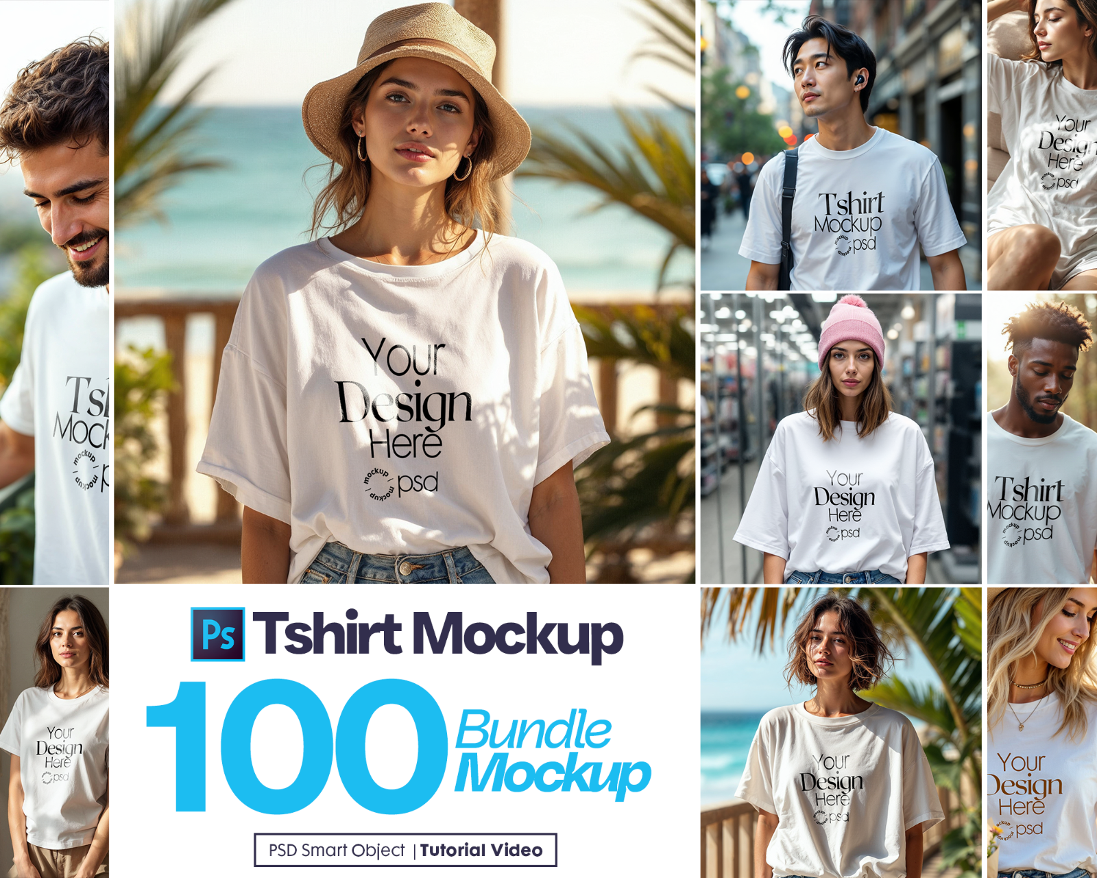 100 T-Shirt Mockup PSD Bundle – Gildan 64000 & Bella Canvas 3001 for Print on Demand — image 1