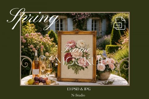Spring Frame Mockups: Elegant Baroque & Gold Frames Collection