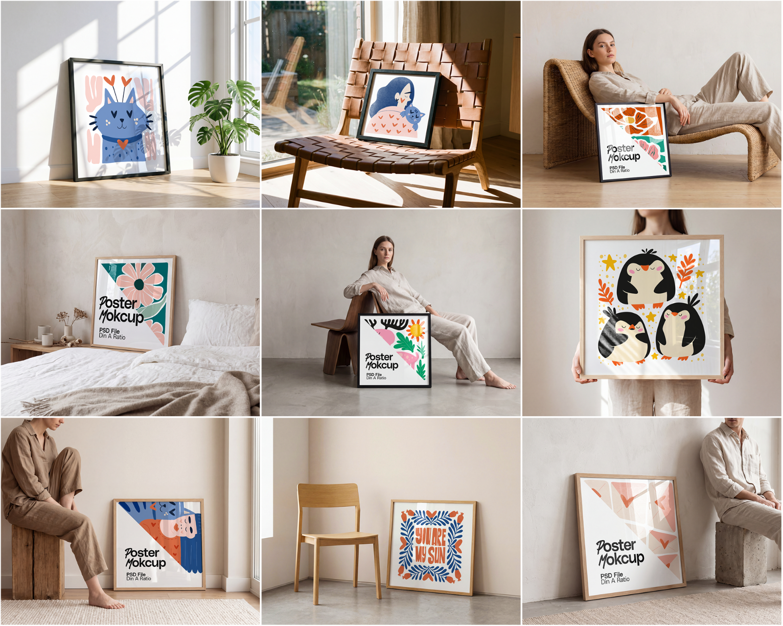 100 Square Frame Poster Mockups Bundle, PSD Smart Object Template — image 10