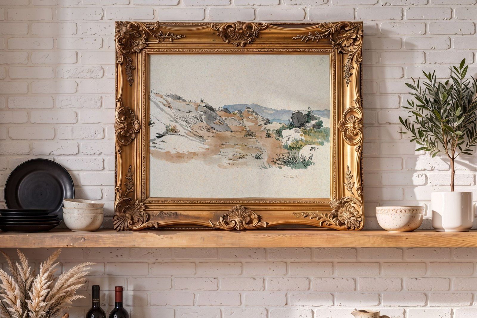 Gold ornate frame Mockup PSD, horizontal frame Ratio 4x5 — image 10