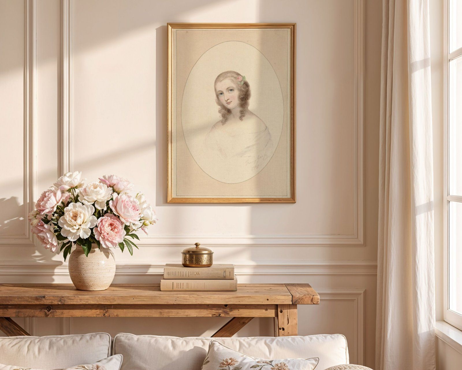 light wood frame in French interior, Vertical Art Display 3x4 ratio, editable PSD file, — image 9
