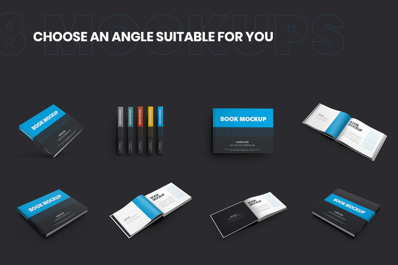 8 Book Mockups Hard Cover Landscape Oriantation. — image 10