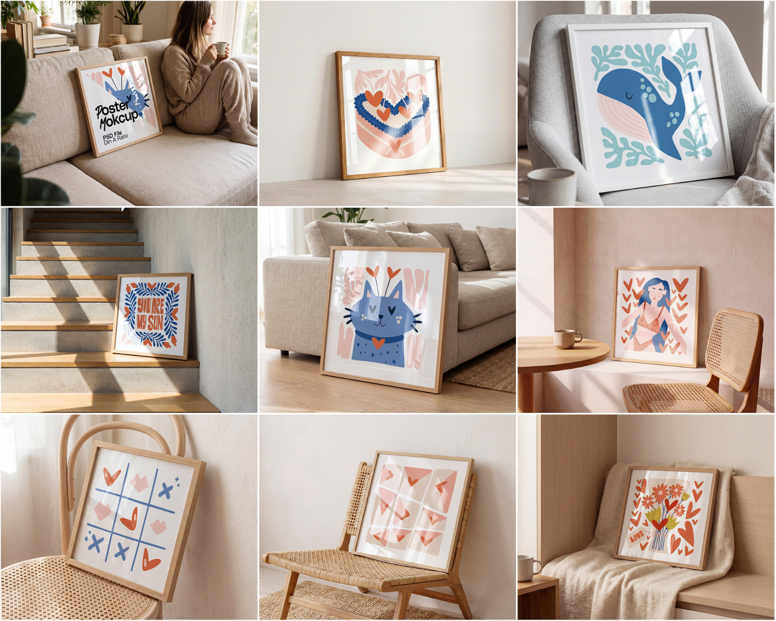 100 Square Frame Poster Mockups Bundle, PSD Smart Object Template — image 11