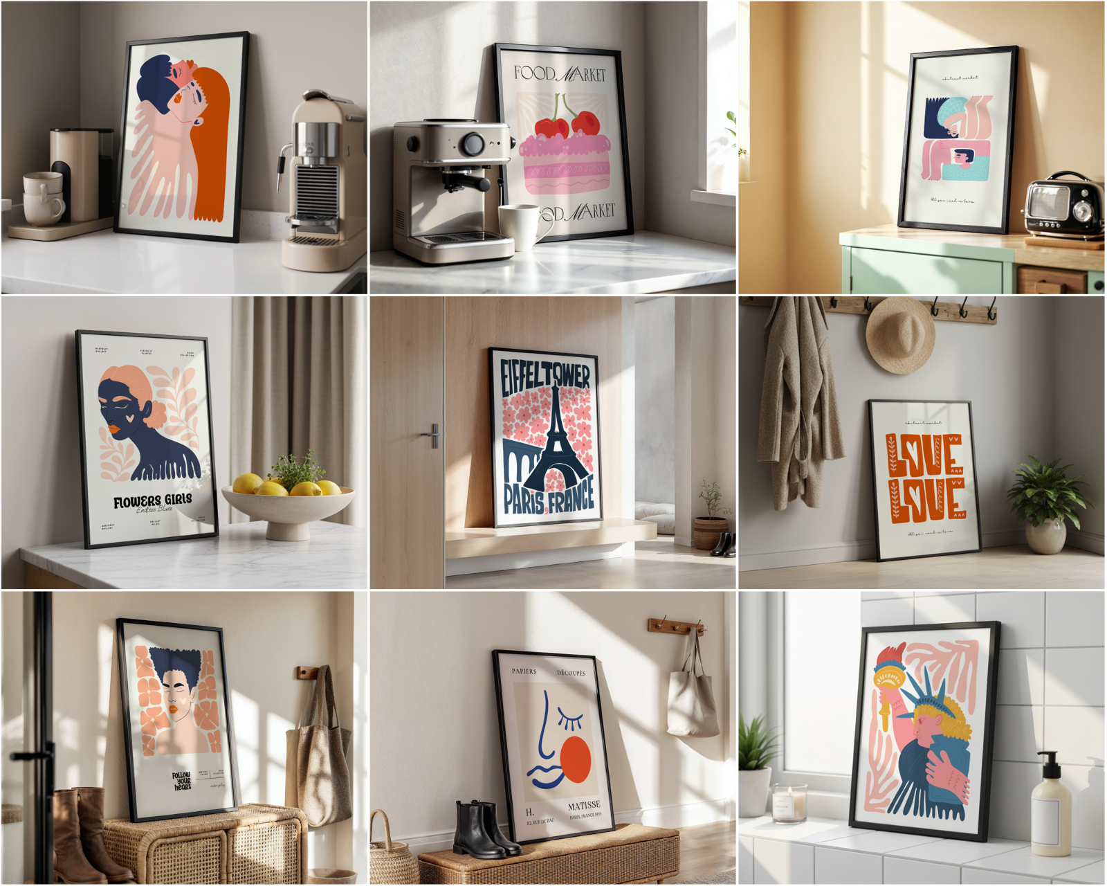 100 Black Frame Poster Mockup PSD Bundle, Wall Art & Poster Smart Object Template — image 12