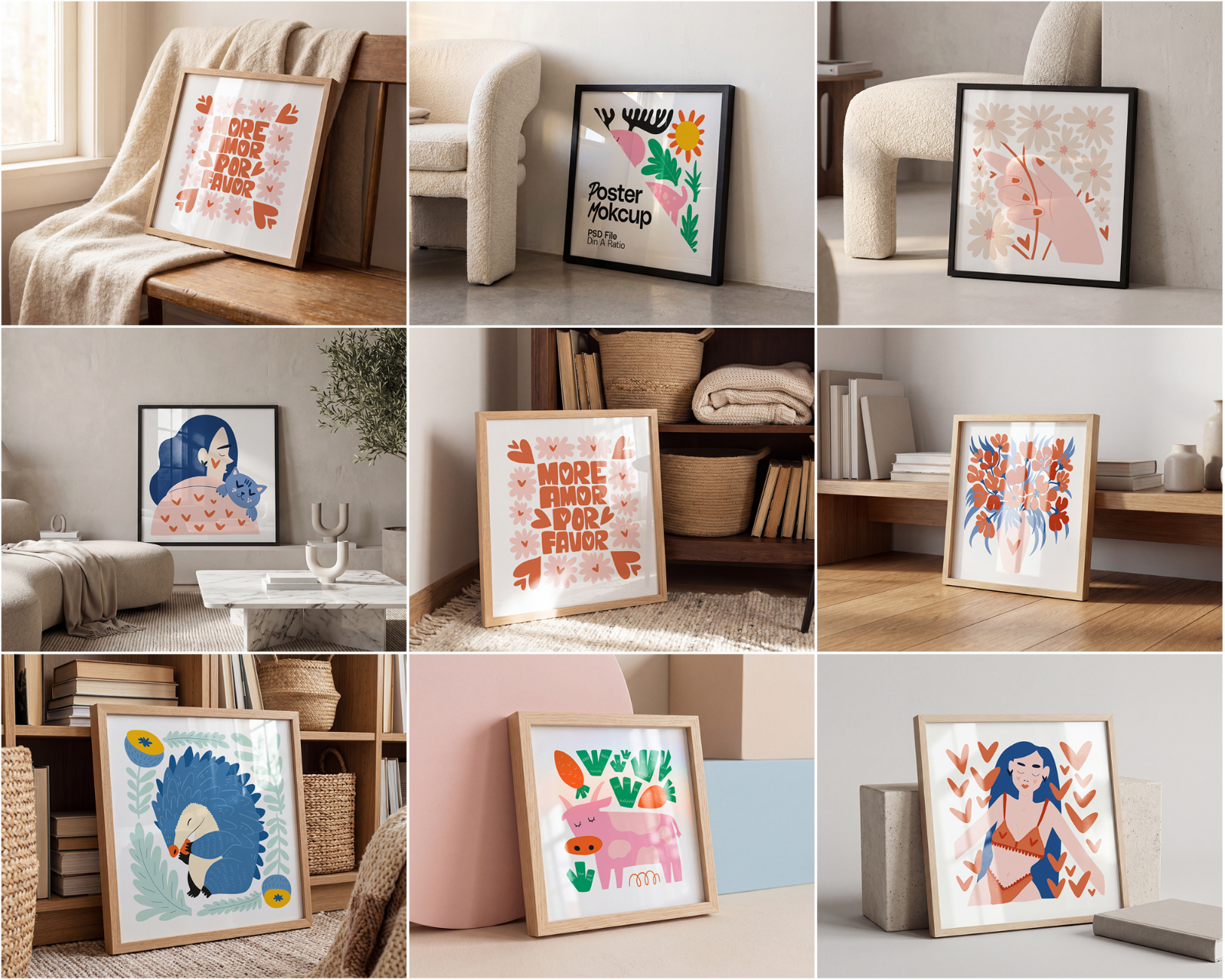 100 Square Frame Poster Mockups Bundle, PSD Smart Object Template — image 12