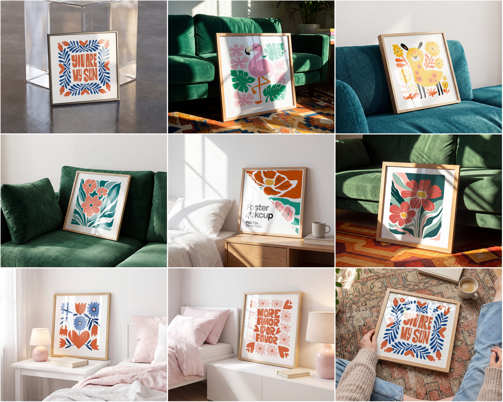 100 Square Frame Poster Mockups Bundle, PSD Smart Object Template — image 13