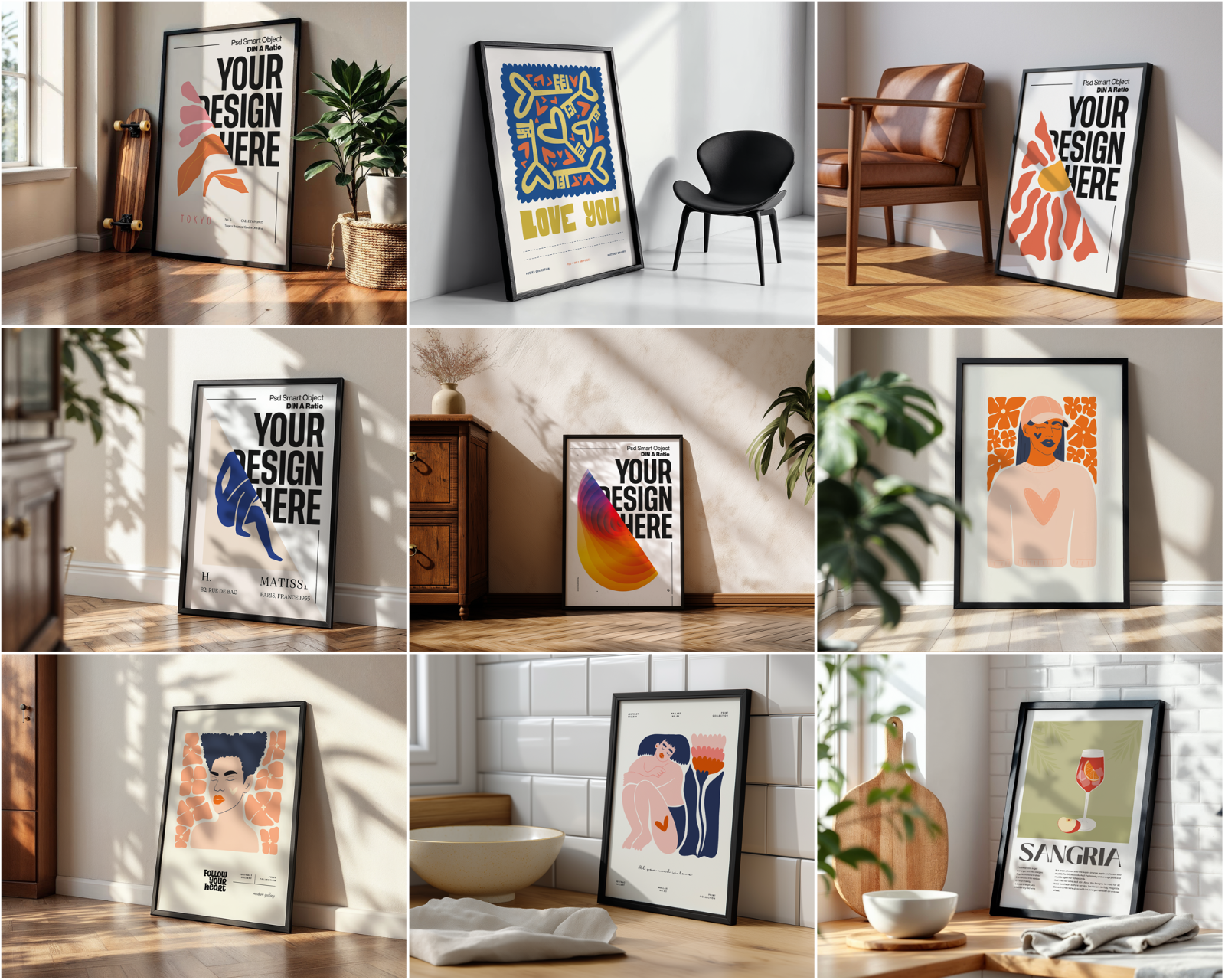 100 Black Frame Poster Mockup PSD Bundle, Wall Art & Poster Smart Object Template — image 13