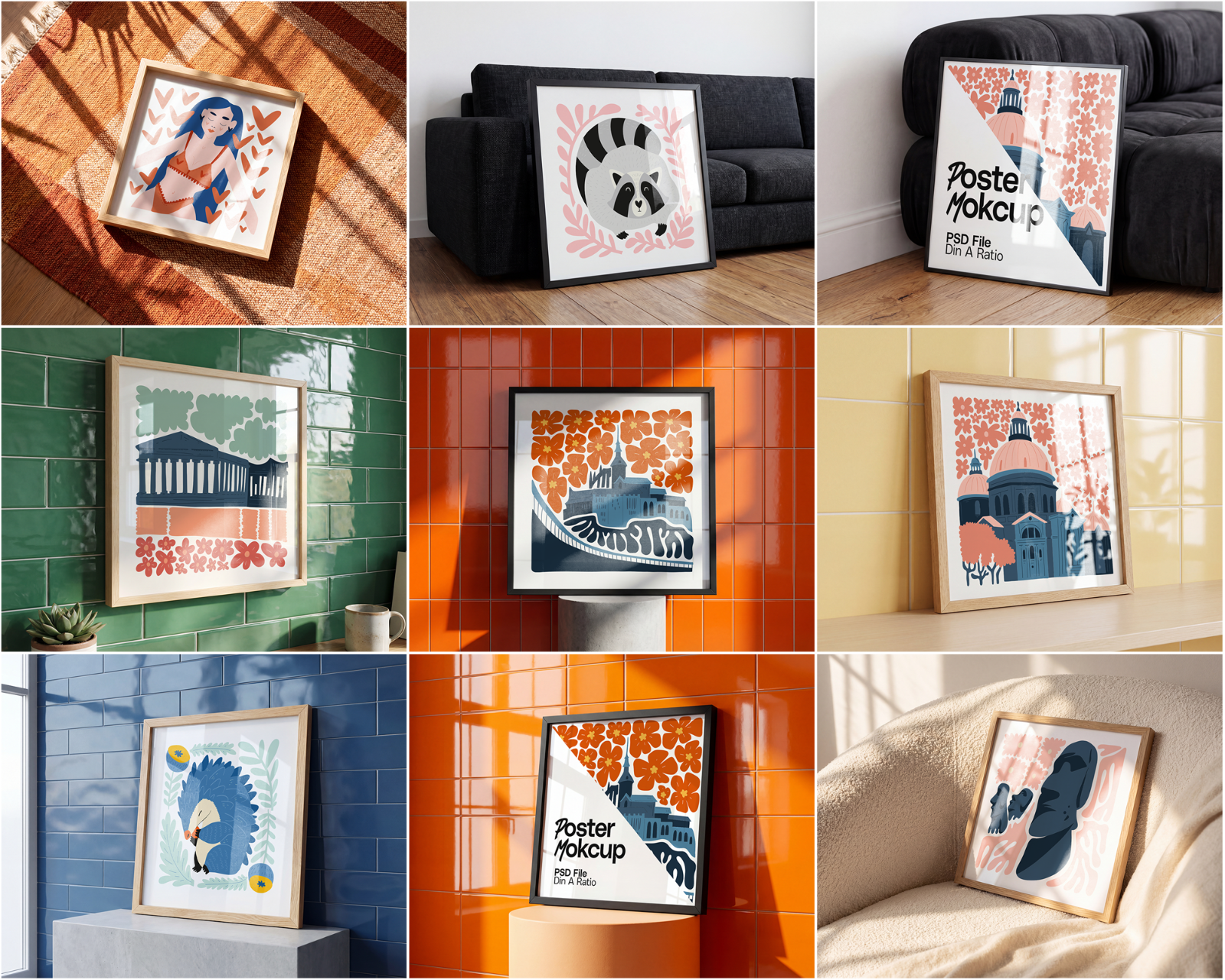 100 Square Frame Poster Mockups Bundle, PSD Smart Object Template — image 14