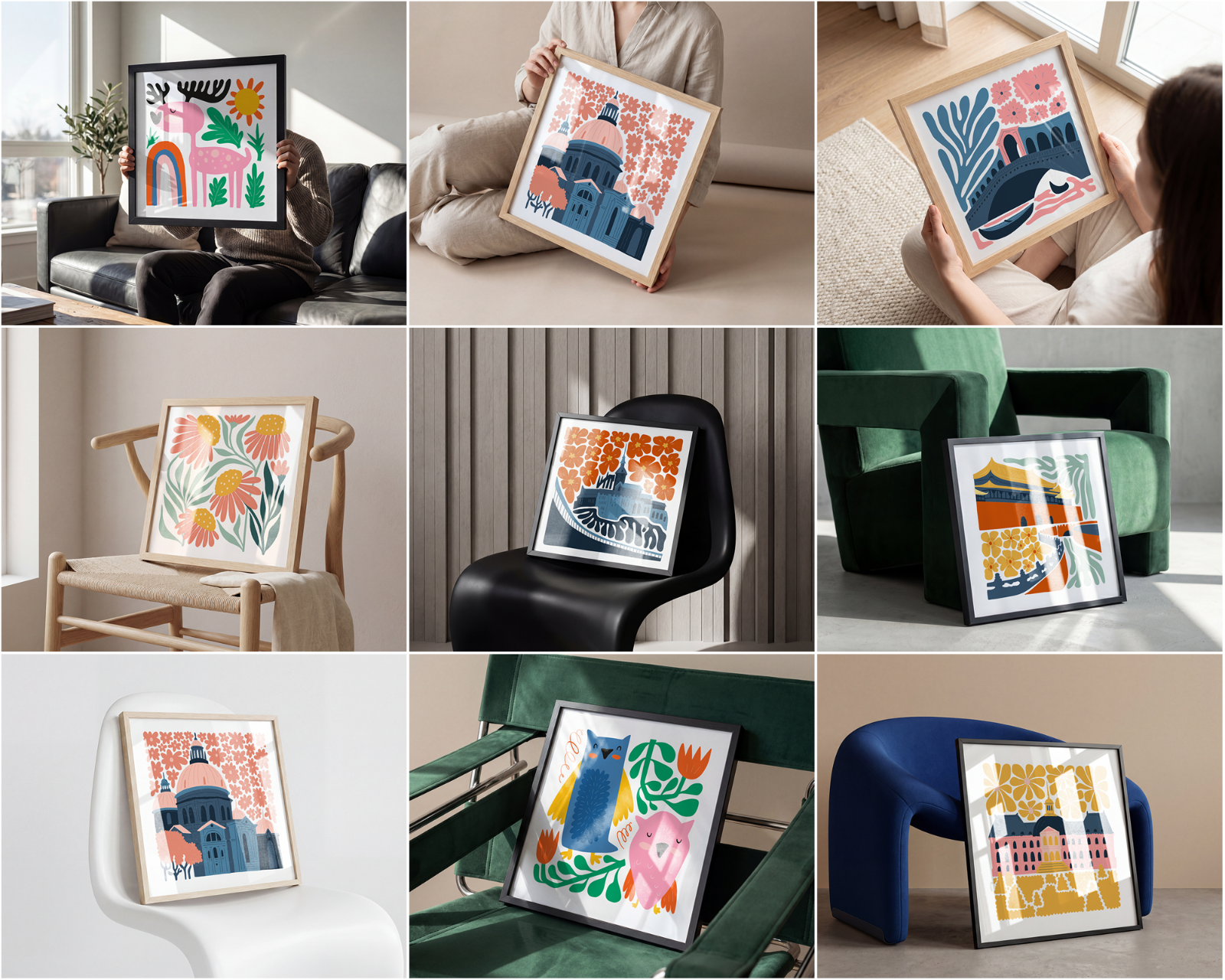 100 Square Frame Poster Mockups Bundle, PSD Smart Object Template — image 15