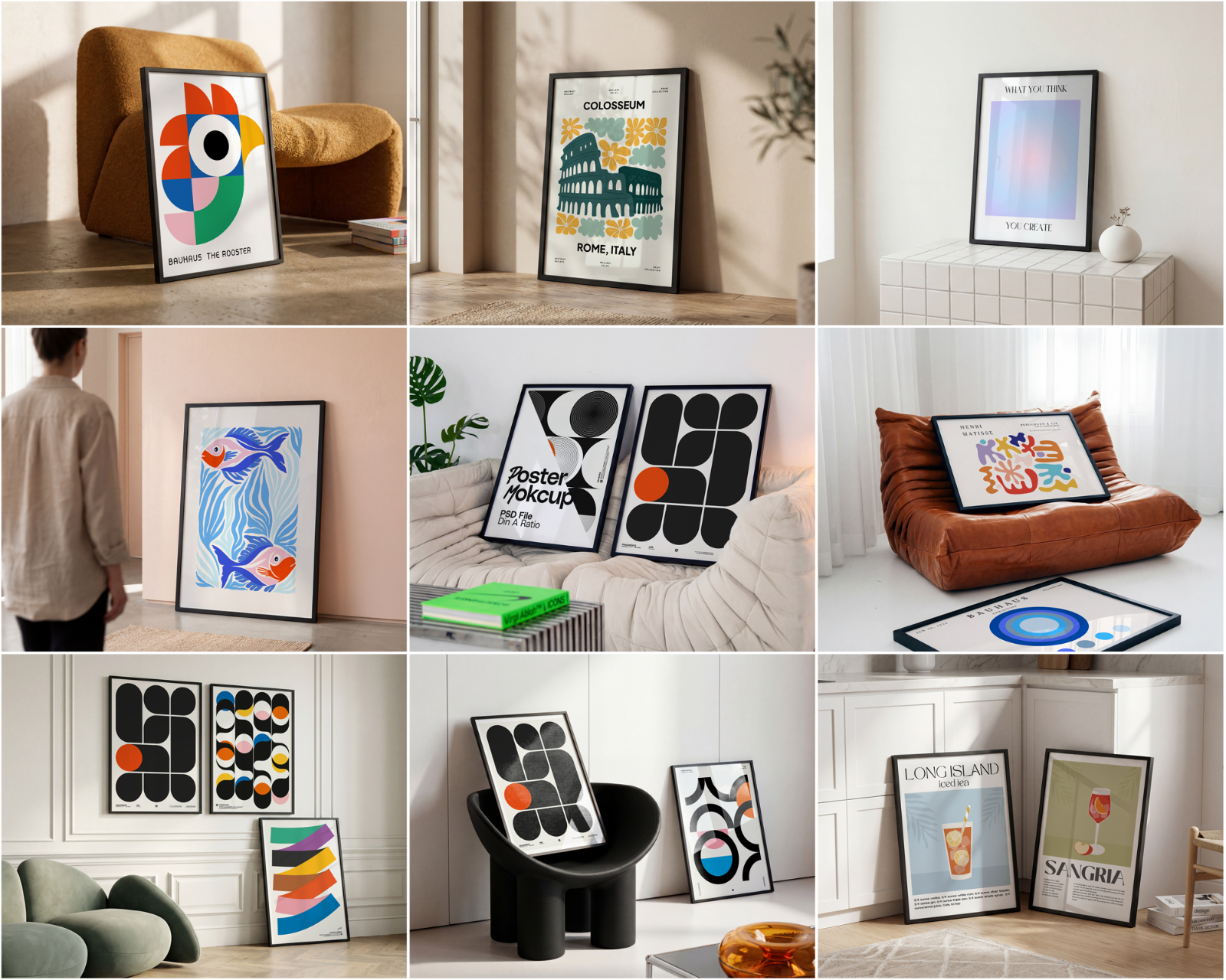 100 Black Frame Poster Mockup PSD Bundle, Wall Art & Poster Smart Object Template — image 15