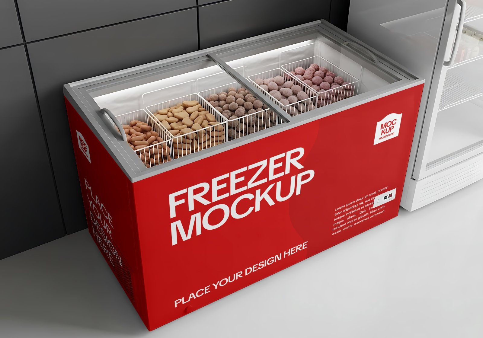 Frozen Food Store Mockup Bundle PSD – Freezer, Packaging & Price Tag Display — image 10