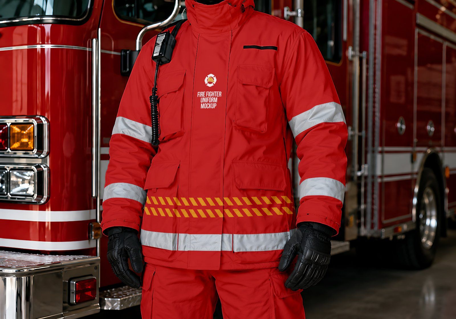 Premium Fire Fighter Branding Mockup Bundle – 15 Rescue PSD Scenes for Emergency Uniforms, Vehicles — image 17