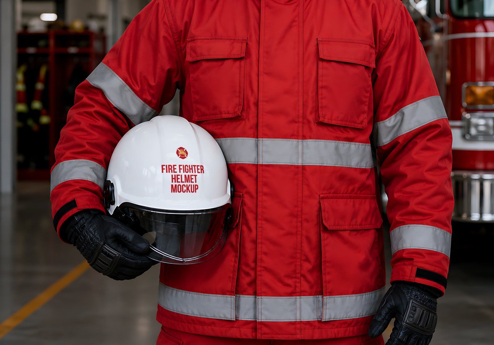Premium Fire Fighter Branding Mockup Bundle – 15 Rescue PSD Scenes for Emergency Uniforms, Vehicles — image 18