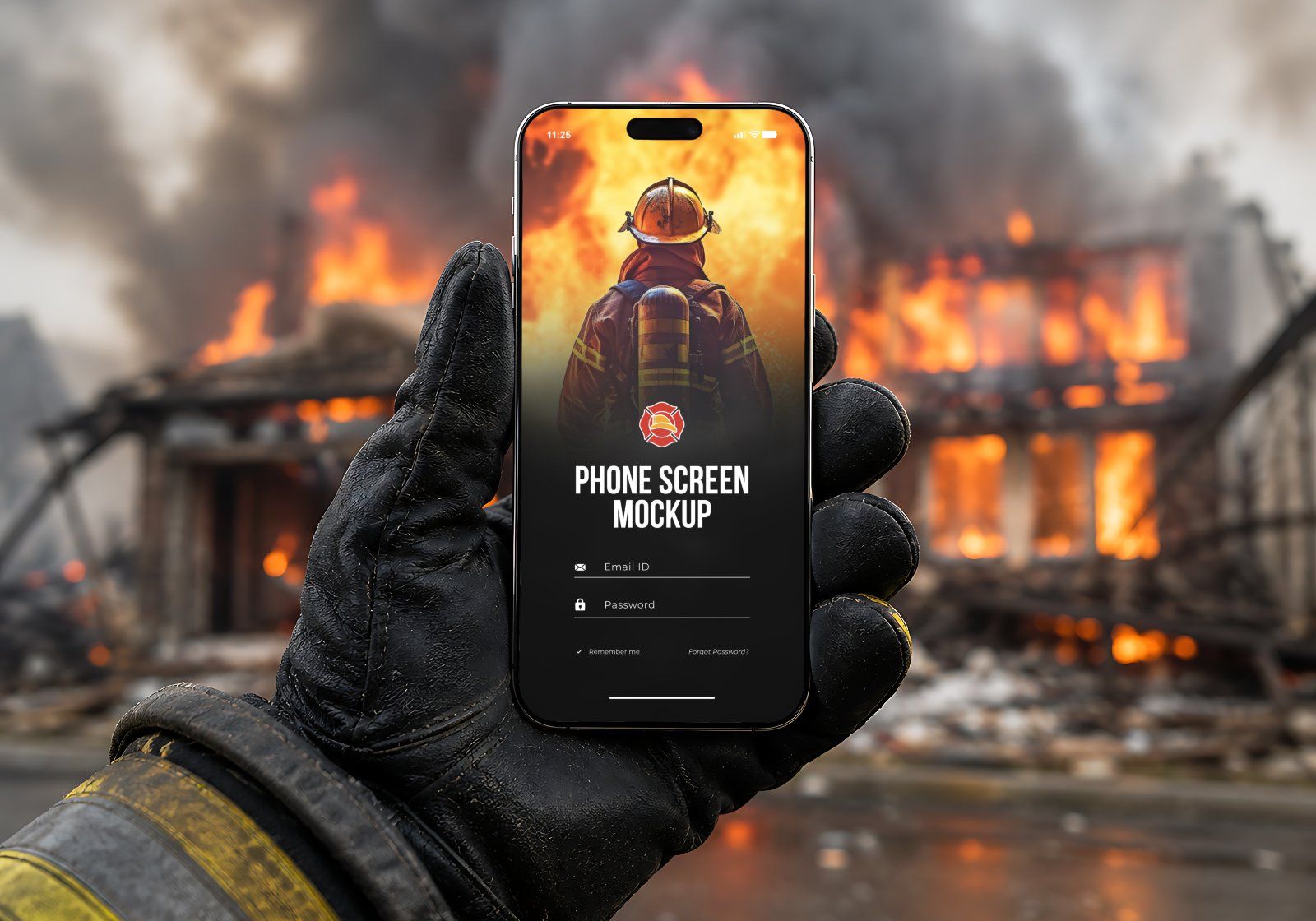 Premium Fire Fighter Branding Mockup Bundle – 15 Rescue PSD Scenes for Emergency Uniforms, Vehicles — image 8