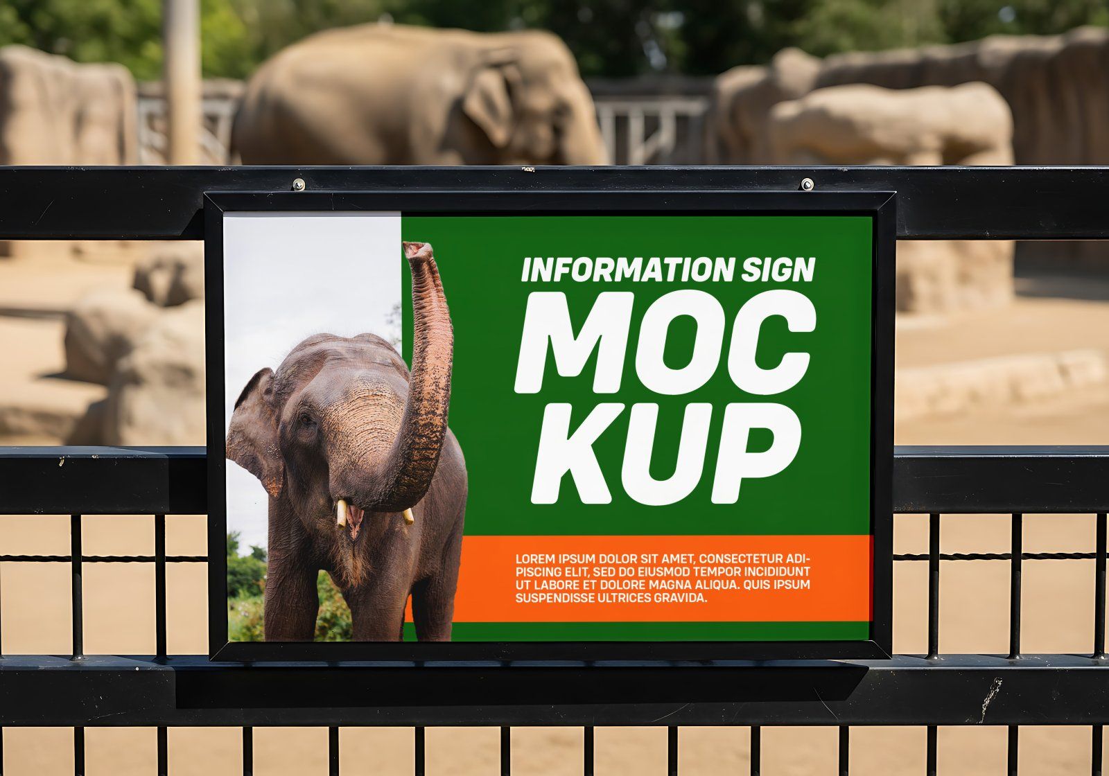 Zoo Information Sign Mockup – Realistic Outdoor PSD Template — image 1