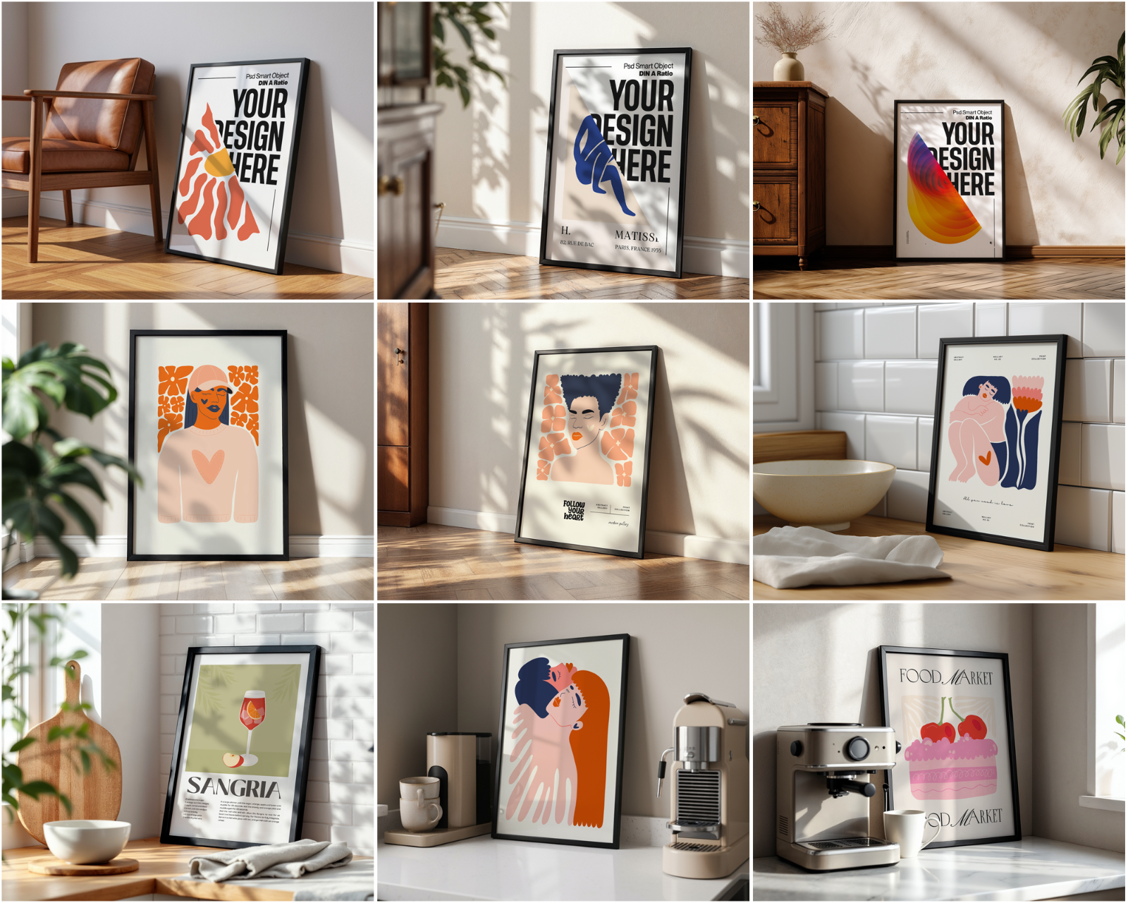 150 Poster Frame Mockup PSD Bundle, Wall Art Display , Din A Ratio — image 17