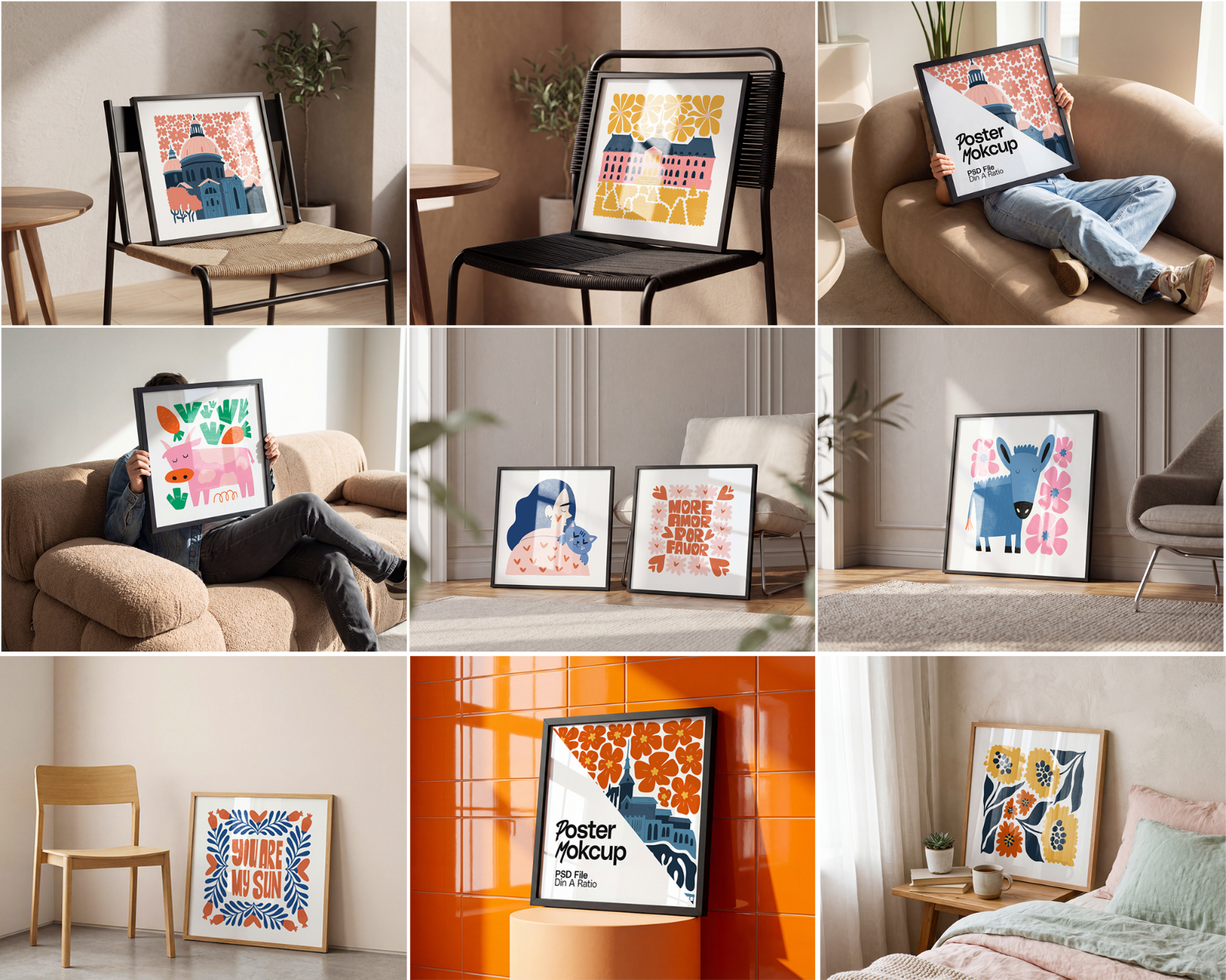 100 Square Frame Poster Mockups Bundle, PSD Smart Object Template — image 18