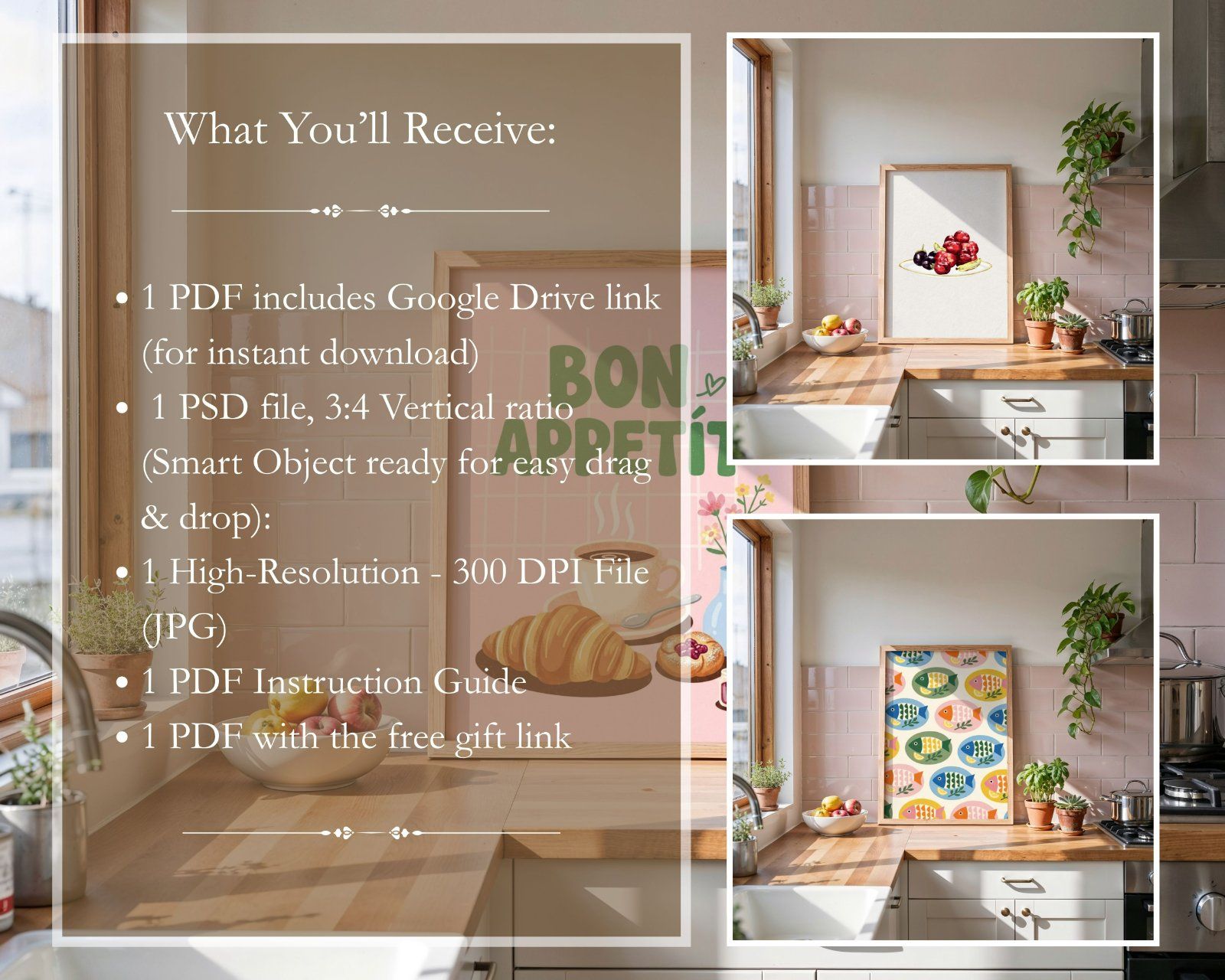 Kitchen Frame Mockup, Vertical 3x4 Ratio Frame on Wooden kitchen Counter mockup, — image 6