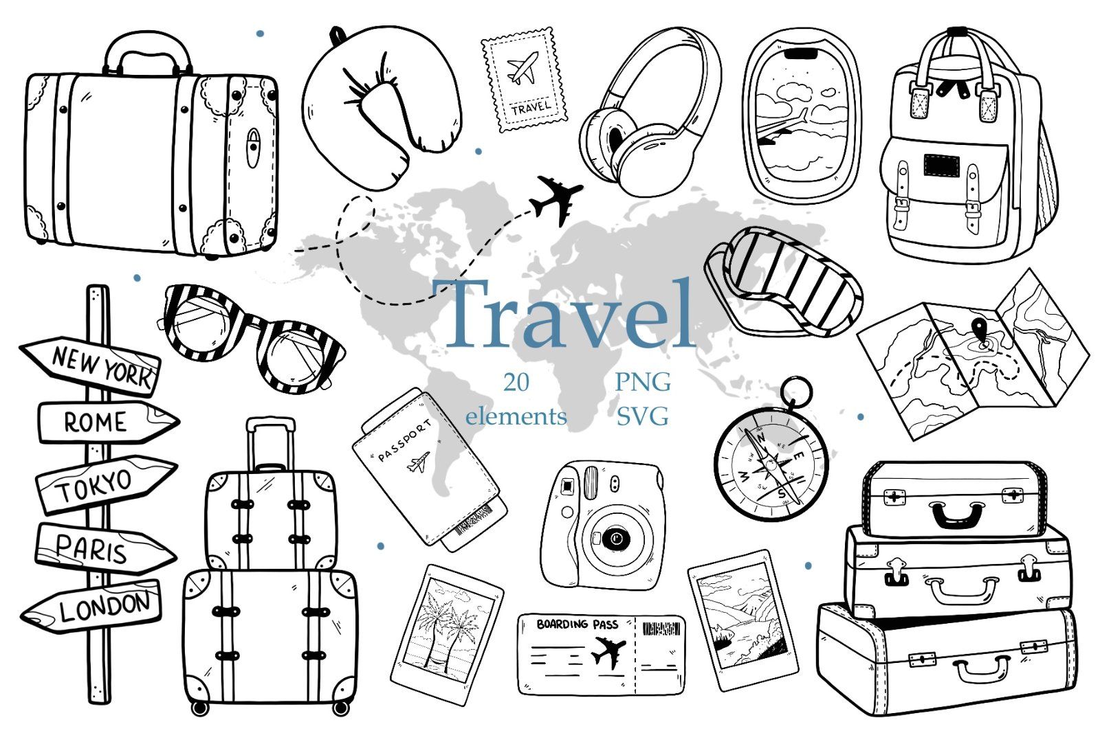 Travel Silhouette Bundle PNG SVG — image 1