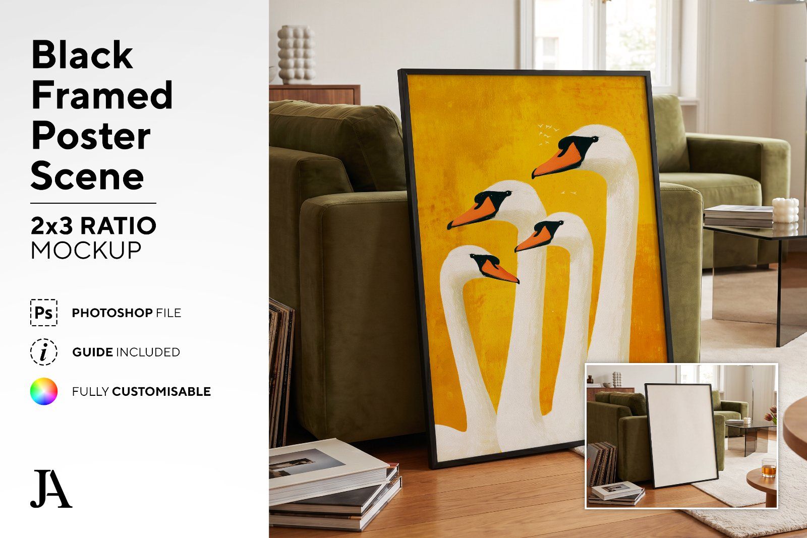 Black Framed Poster | 2x3 Ratio PSD — image 2