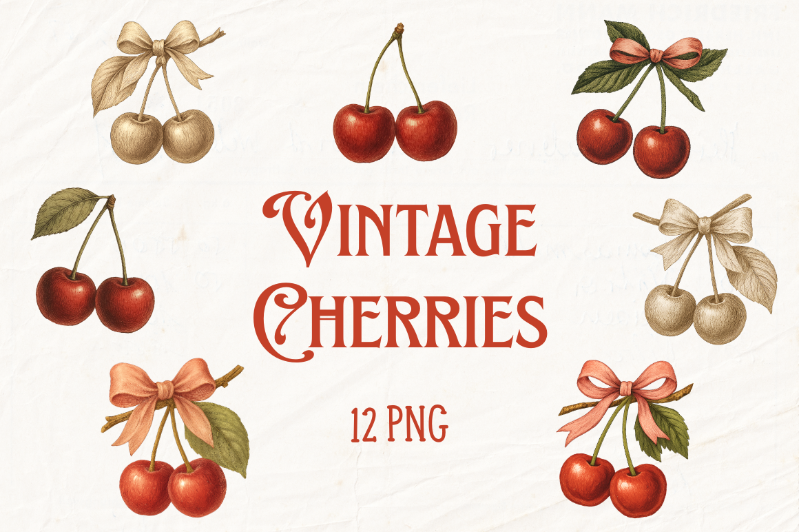 Cherries Vintage Illustration — image 1