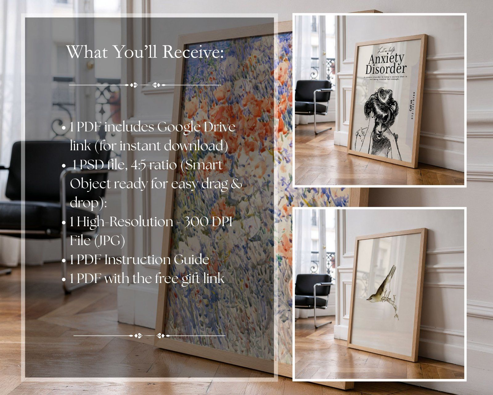 3x4 Portrait Frame PSD, Vertical Poster Mockup, Glass Effect Frame, — image 5