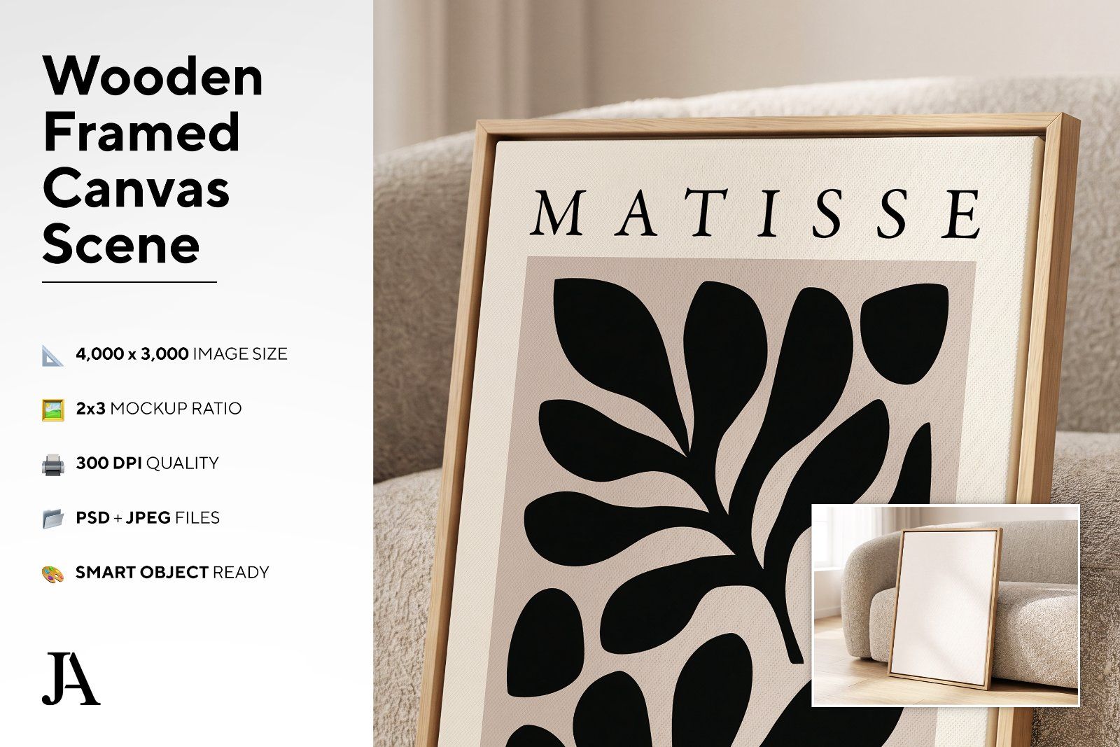 Wooden Framed Canvas | 2x3 Ratio PSD — image 3