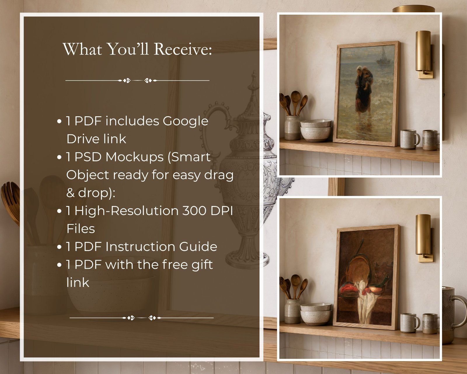 2X3 Frame Mockup, Thin Oak Frame Mockup on the kitchen shelf, Realistic PSD Template — image 2