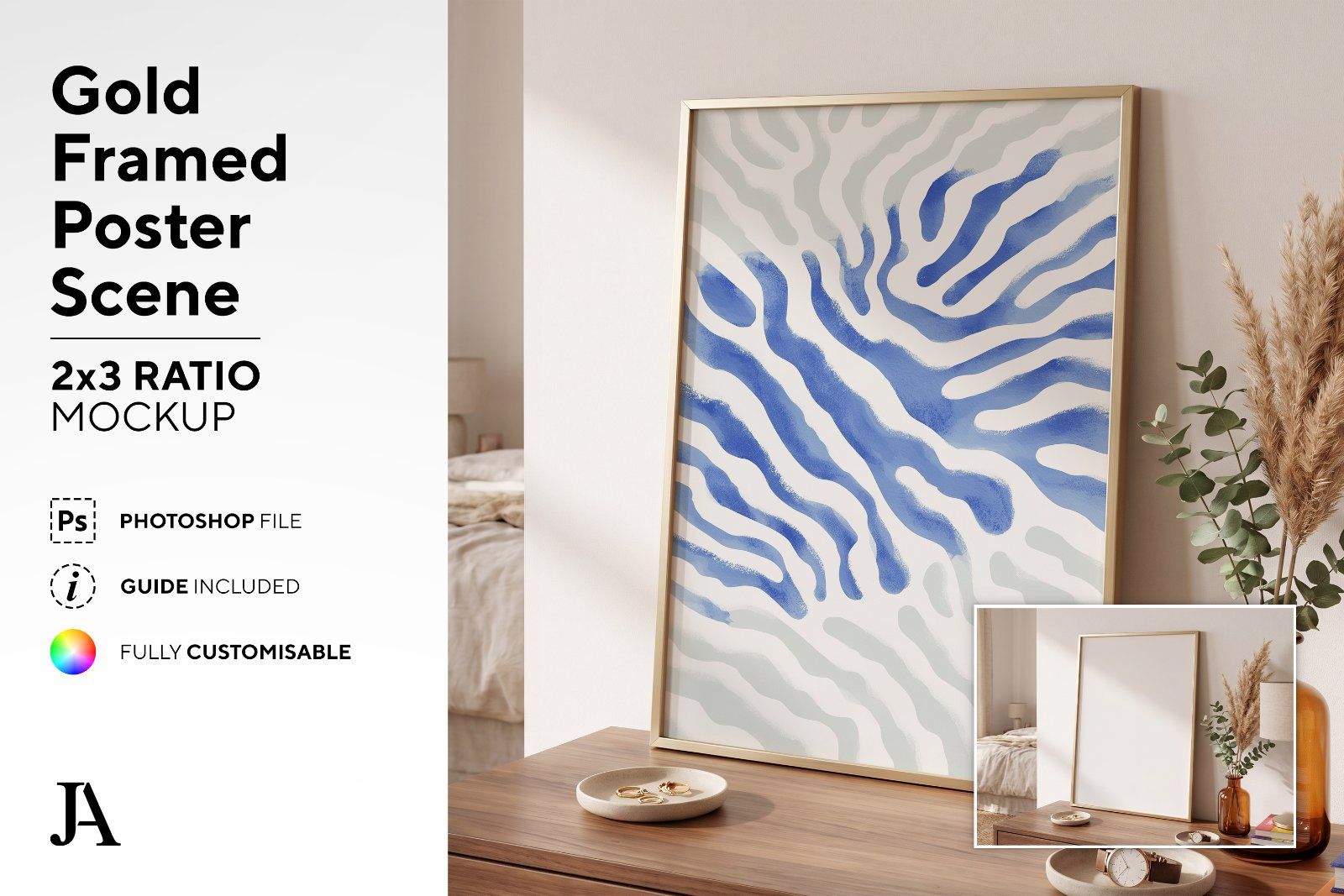 Gold Framed Poster | 2x3 Ratio PSD — image 2