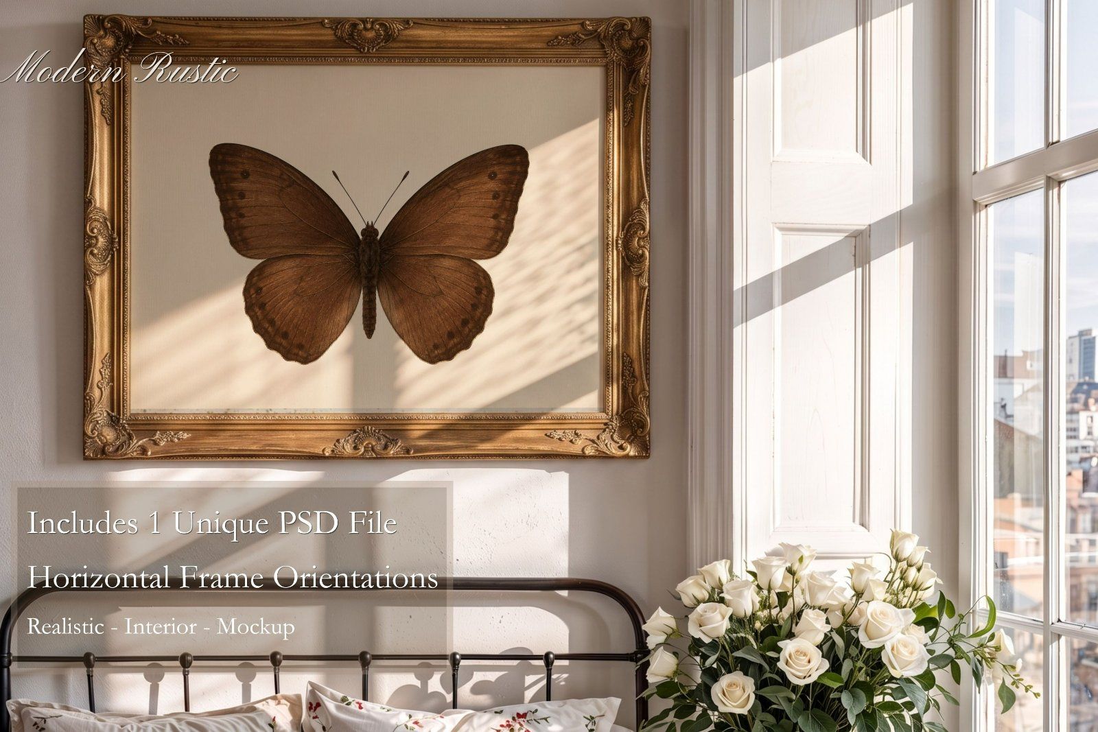 Gold ornate horizontal frame mockup — image 7
