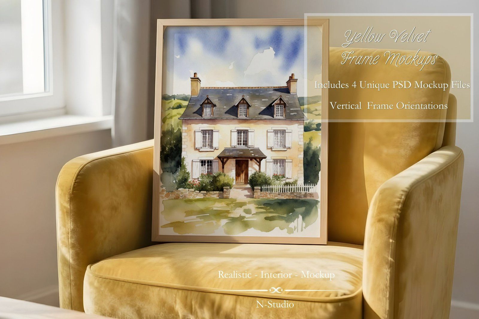 4 Yellow Velvet Frame Mockup Bundle — image 2