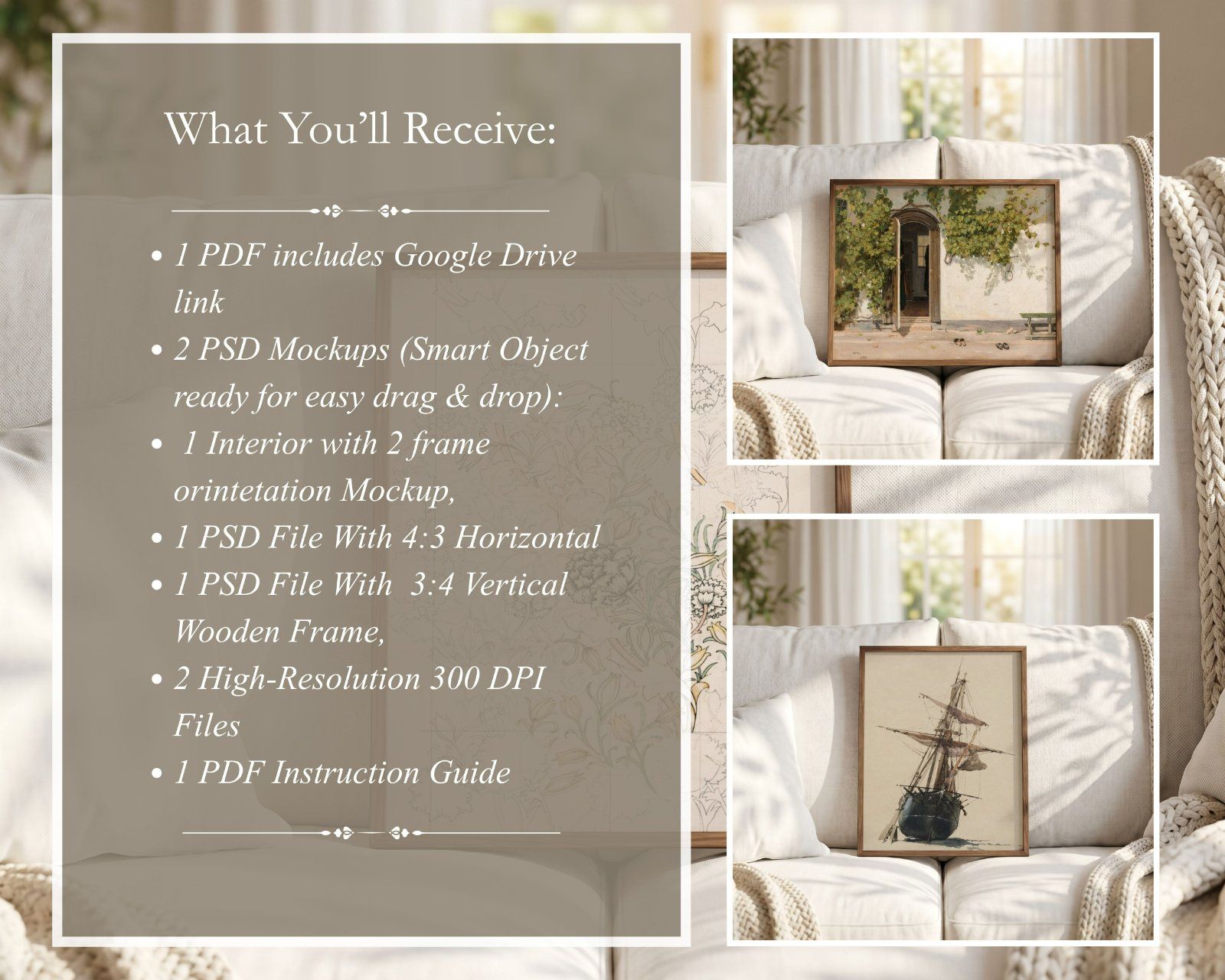 Neutral Frame Mockup PSD – 2-in-1 Interior Mockup — image 2