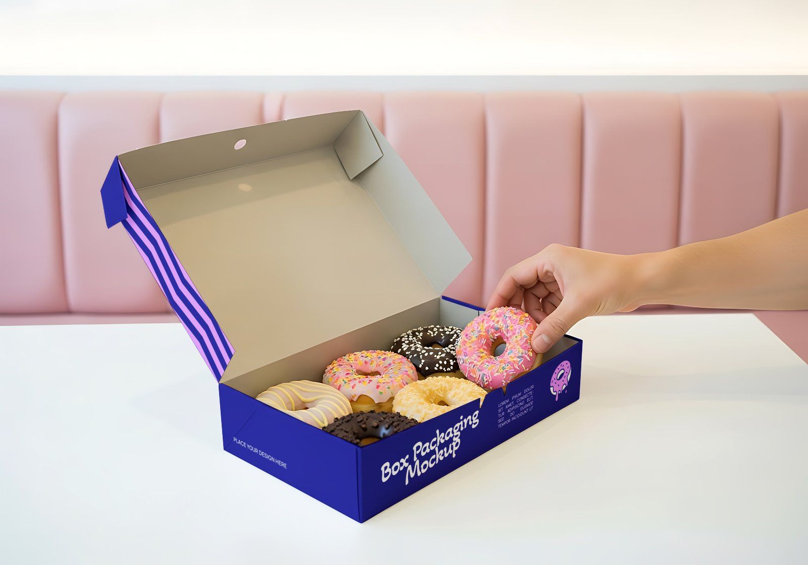 Premium Branding Blue Donut Store Mockup — image 3
