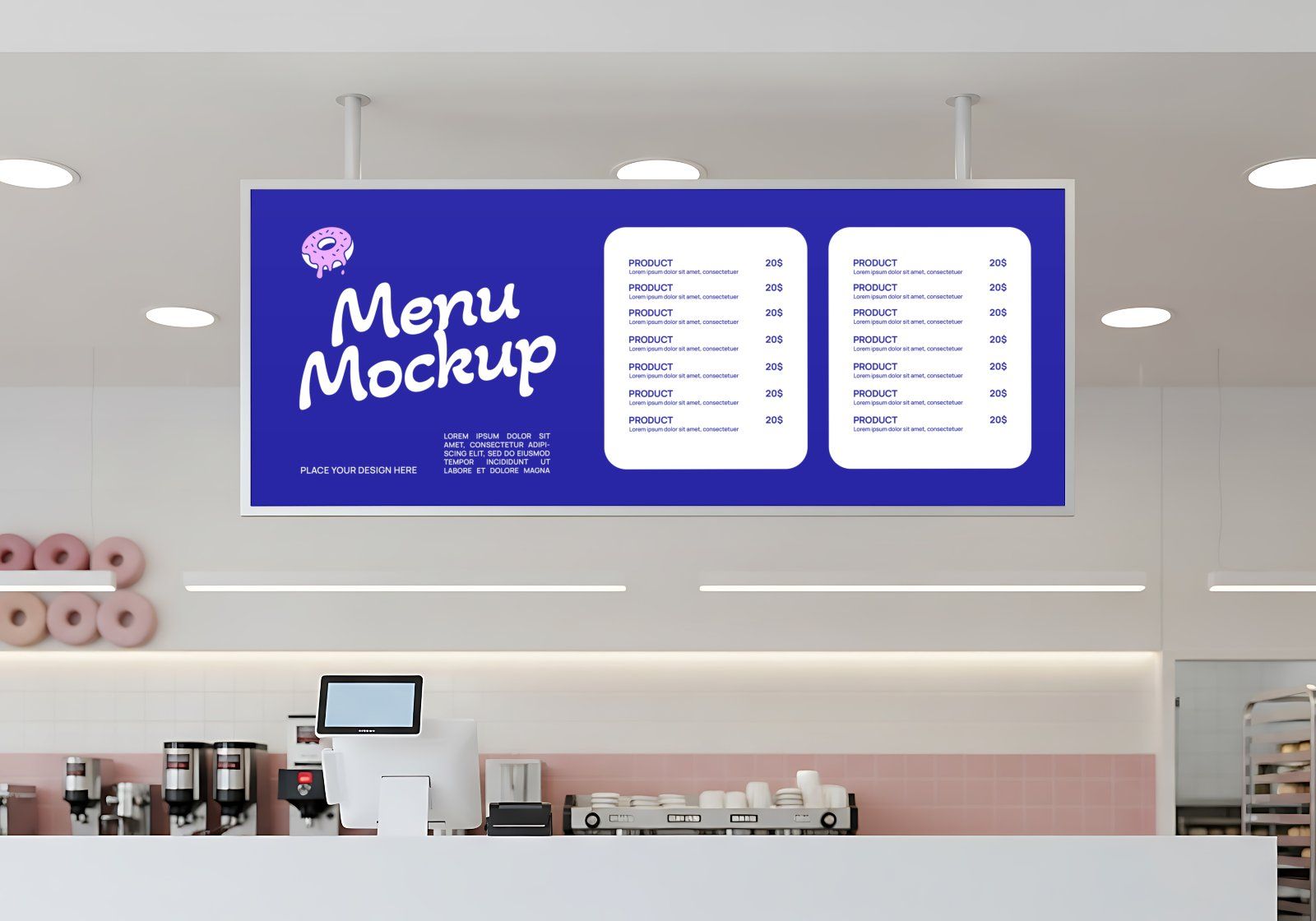 Premium Branding Blue Donut Store Mockup — image 11