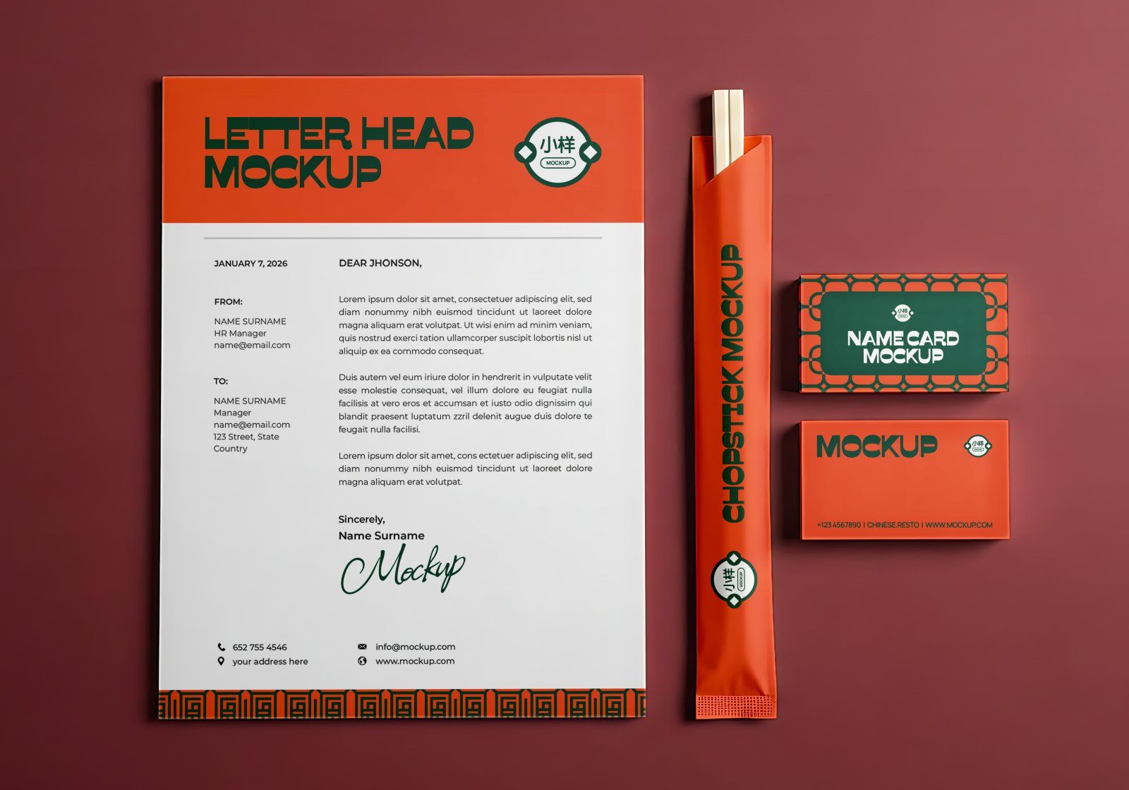 Premium Branding Orange China Restaurant Mockup — image 6