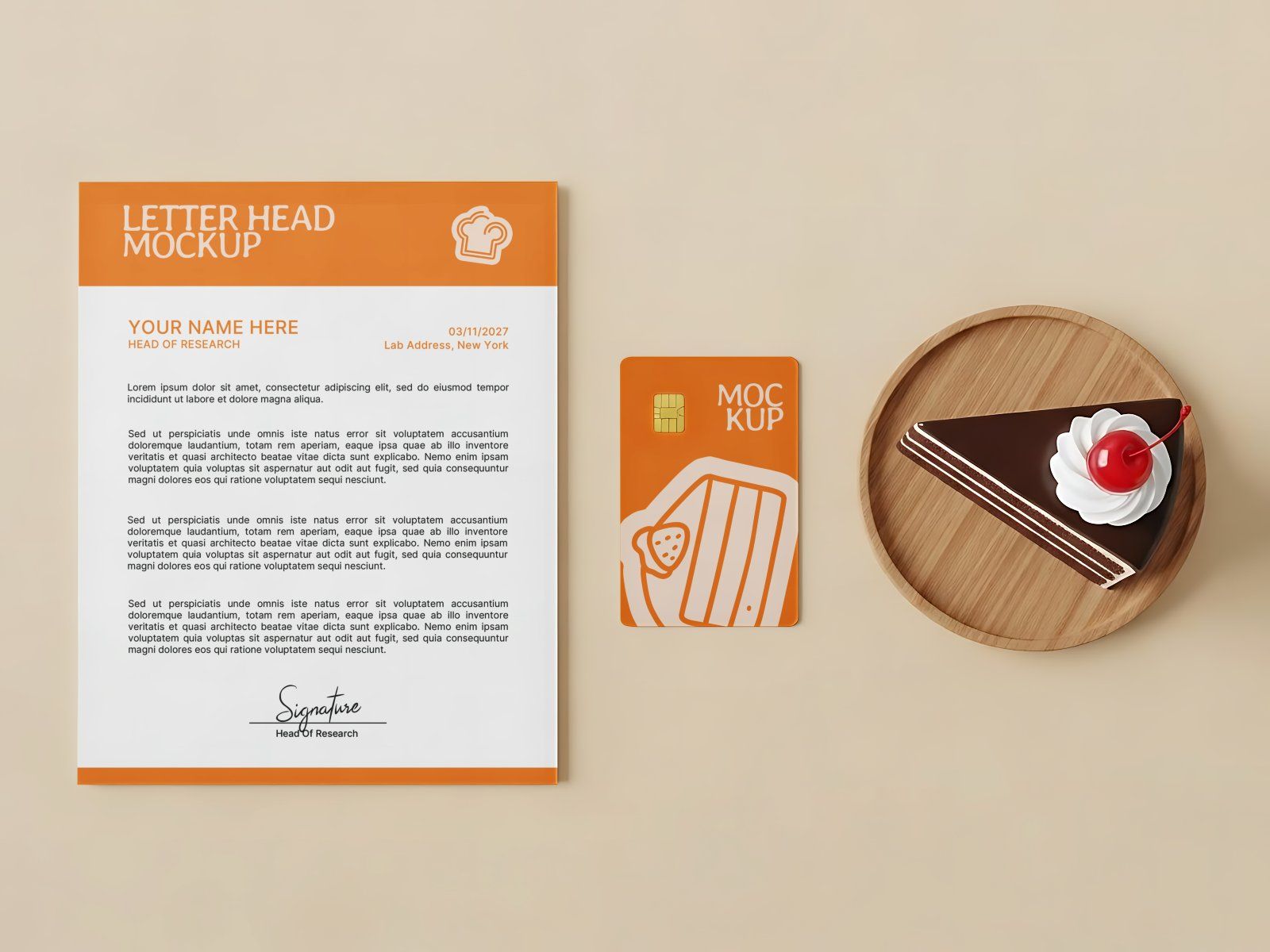 Premium Branding Orange Bakery Store Mockup — image 15