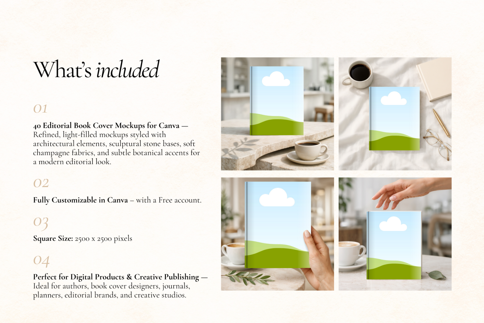 40 Editorial Book Cover Mockups for Canva — image 3